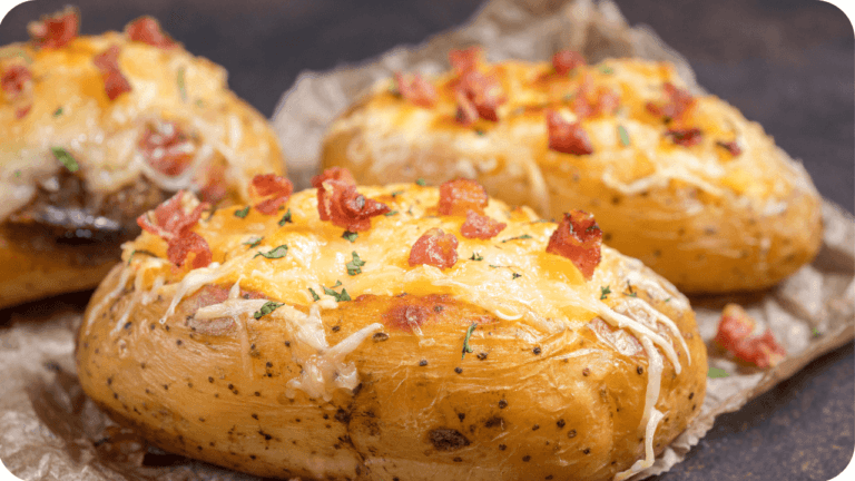 Batata recheada com bacon e queijo