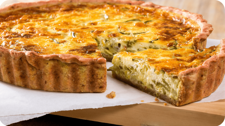 Flamiche de queijo gruyère e alho-poró